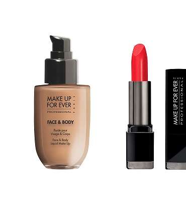 أحمر الشفاه الأحمر وكريم الاساس Face & Body من Makeup Forever