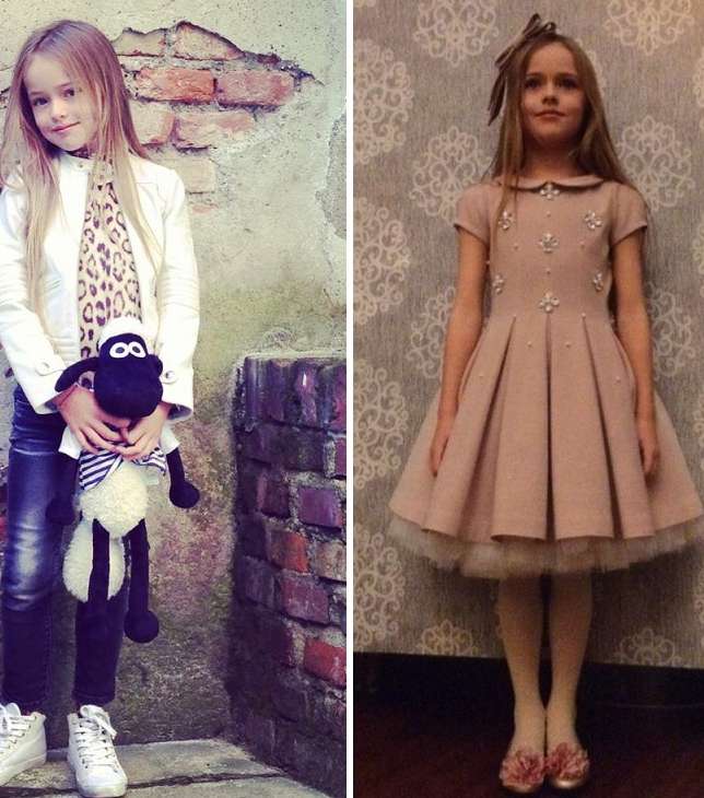 الطفلة كريستينا بيمينوفا تتألق بموضة الليغينغ الجلدي والفساتين المنفوخة