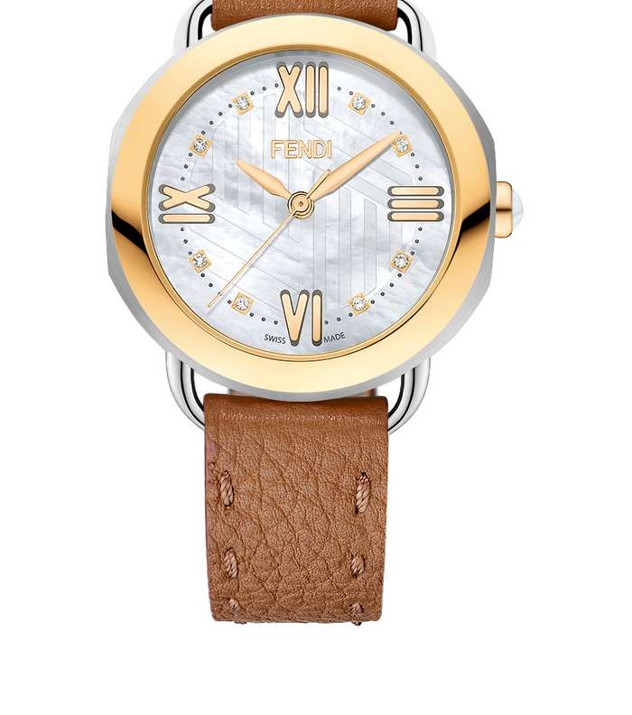ساعة بسوار جلدي من مجموعة Selleria من توقيع Fendi Timepieces