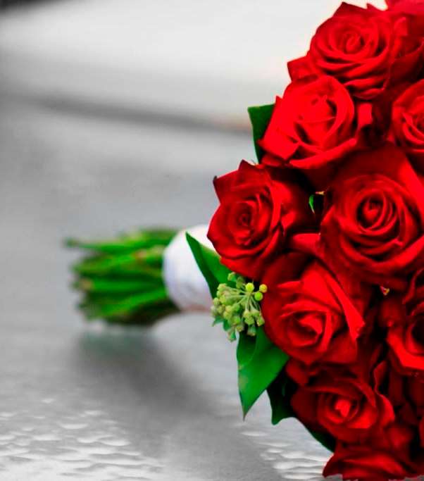 باقة زفاف من الورد الأحمر