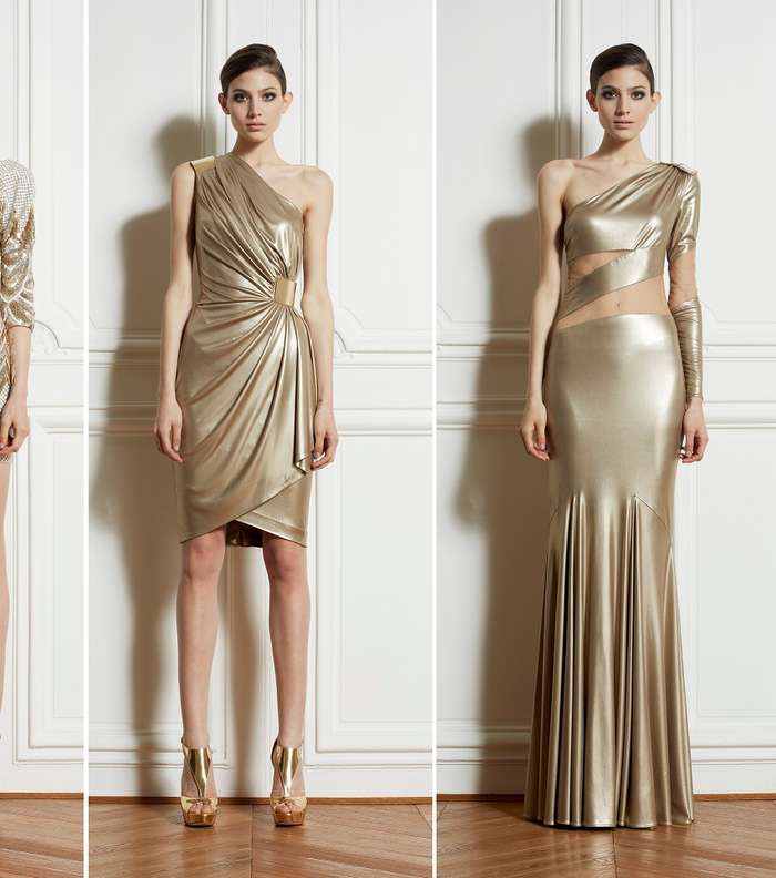 تألقي باجمل الفساتين باللون الذهبي في ربيع 2013 من تصميم زهير مراد
