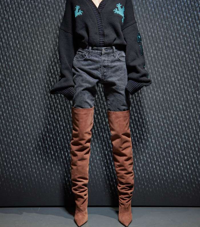 الكنزة الفضفاضة مع الجينز الفضفاض بقصة الخصر العالي من Yeezy لشتاء 2018
