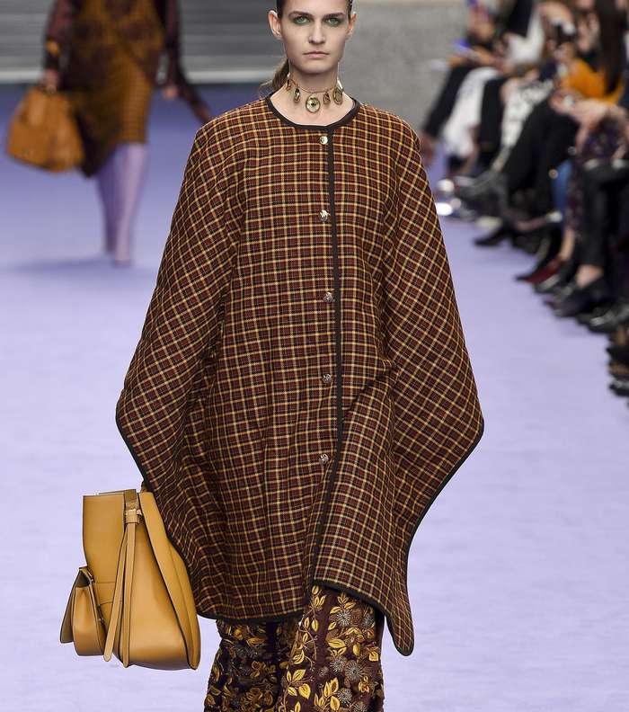 السروال المطبع مع المشلح المقطع من Mulberry لشتاء 2018