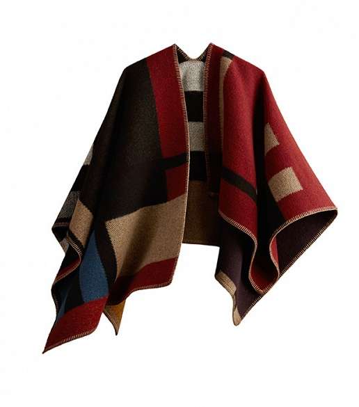 تألقي في شتاء 2015، بشال بربري Colour Block Check Blanket Poncho