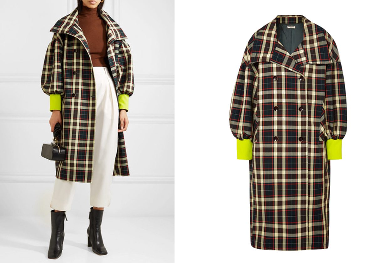 Double-breasted checked gabardine coat من AVAVAV