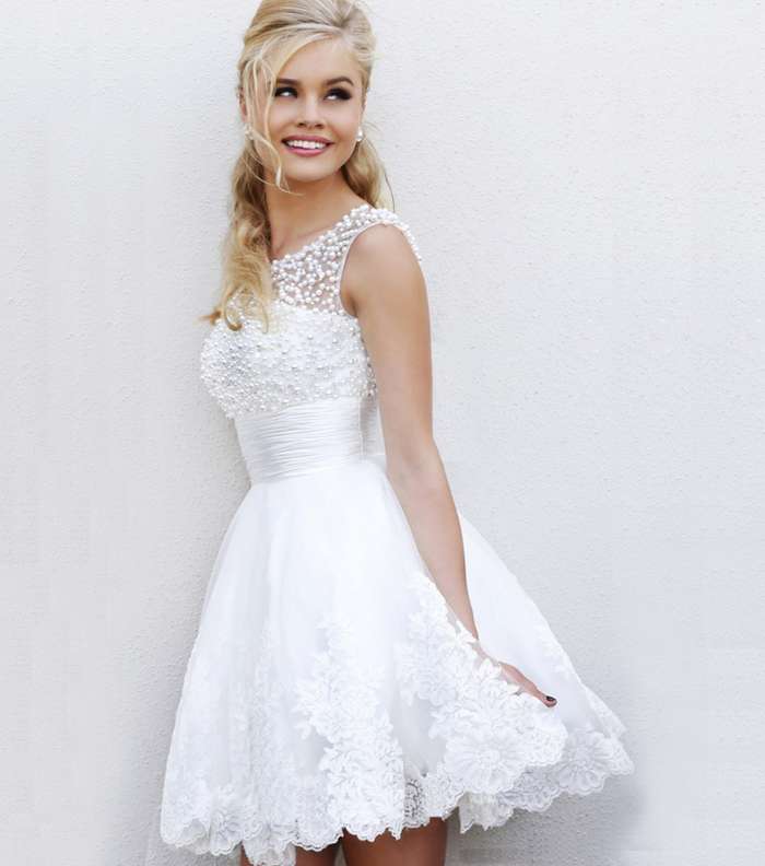 موضة اجمل فساتين دانتيل ابيض