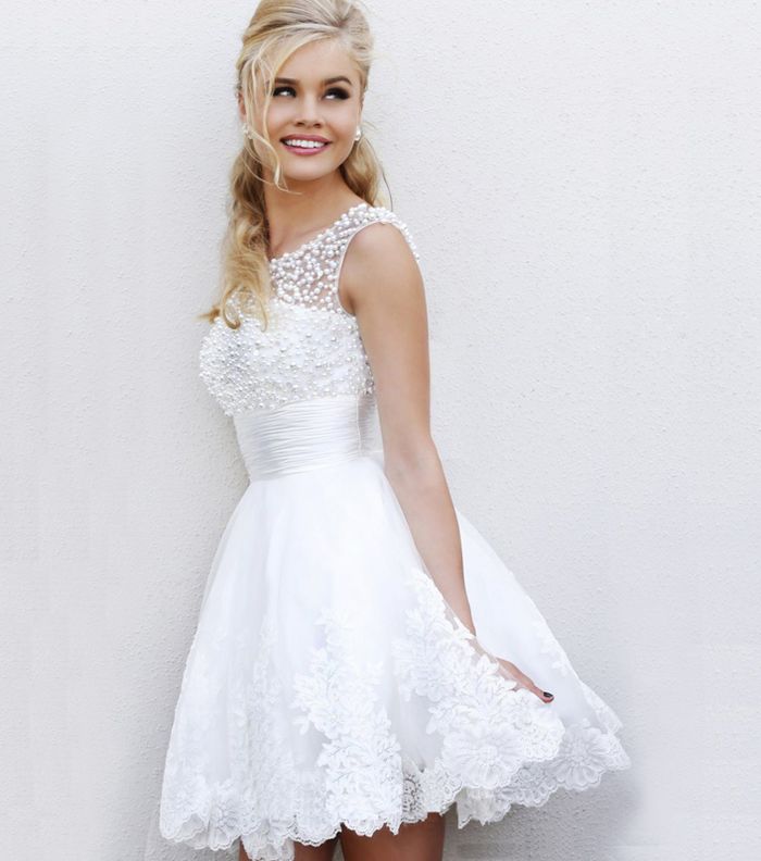 موضة اجمل فساتين دانتيل ابيض