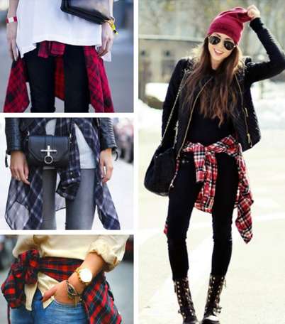 بالصور، أجمل اللوكات المنسقة مع قميص الـ Tartan على الخصر