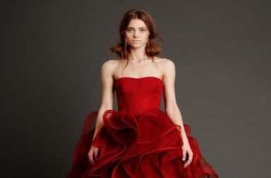 صور اجمل فستان عرس احمر