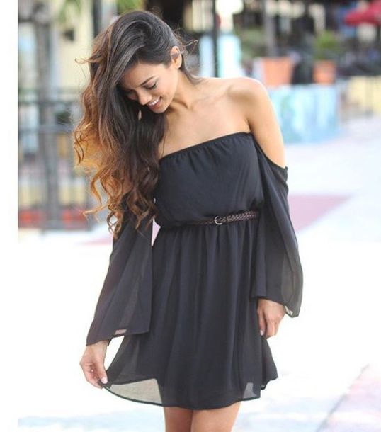 فستان الأسود الشيفون