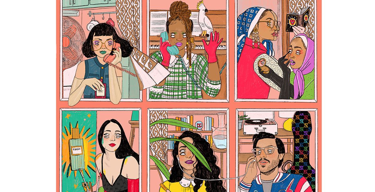 فن الرسم التوضيحي يجمع Gucci Beauty مع نور فليحان وإيما ألغريتي