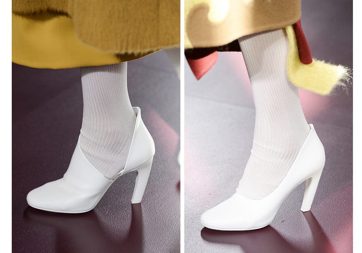 الحذاء الابيض مع الجوارب البيضاء من فاليتينو لشتاء 2018