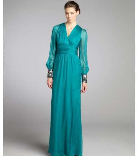 صور أجمل فساتين شيفون ناعمه باكمام طويله