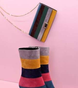 حذاء الكاحل المقلم بالوان مختلفة من Roger Vivier لشتاء 2018