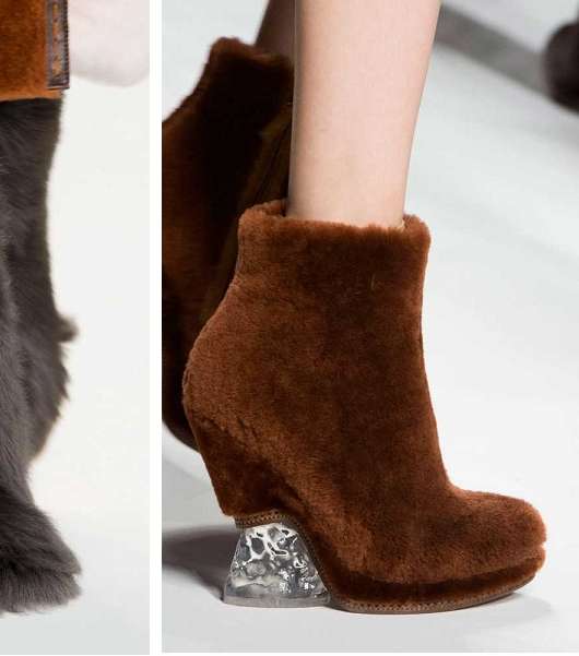 من مجموعة فندي لشتاء 2016، لاحظنا موضة احذية الفرو