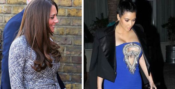 كيت ميدلتون وكيم كارداشيان خلال الحمل