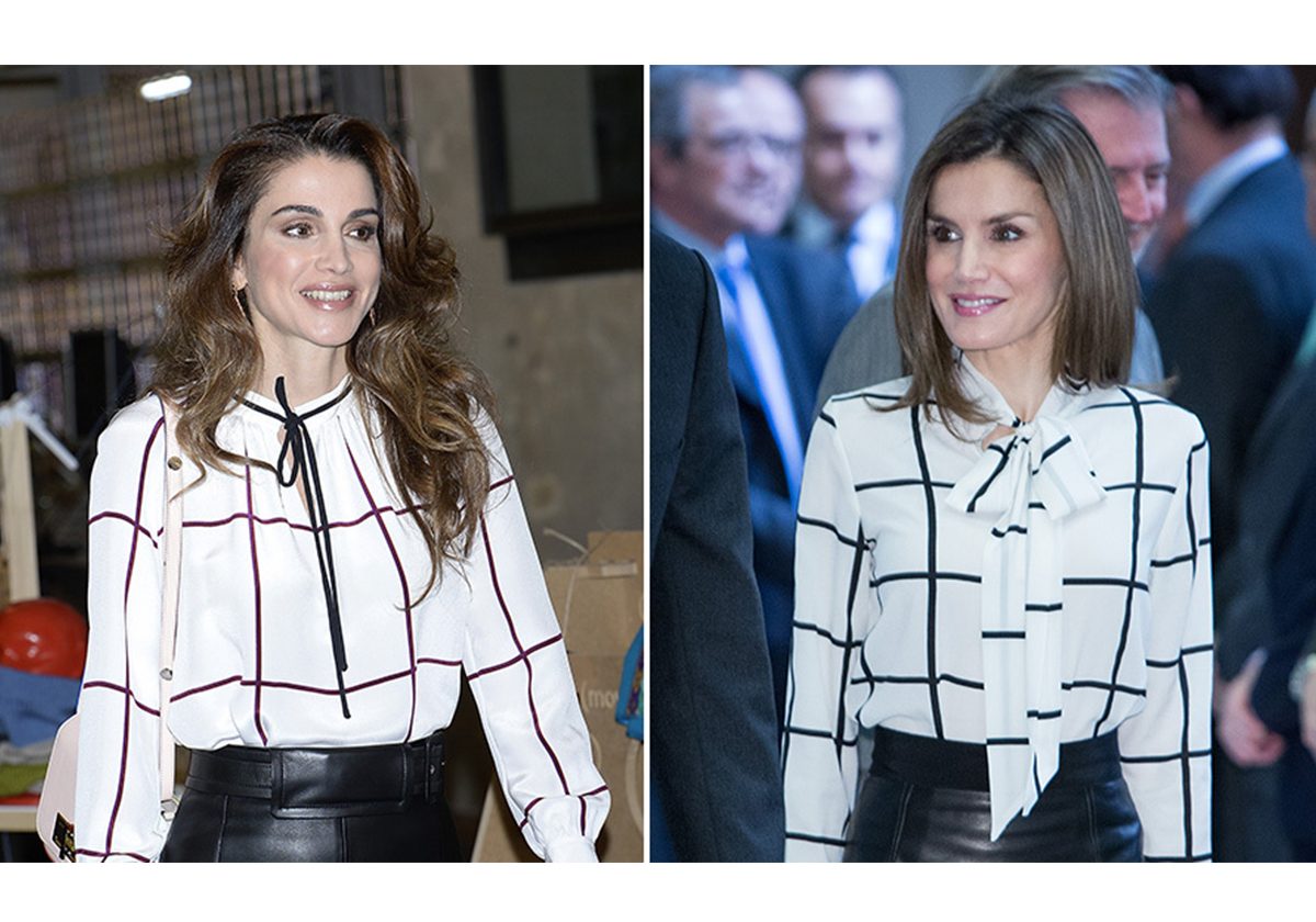الملكة رانيا والملكة ليتيسيا ترتديان القميص المقلم ذاته