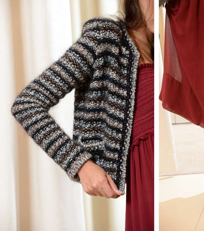 فستان أحمر عنابي وجاكيت من التويد ماركة Isabelle Marant من Boutique 1