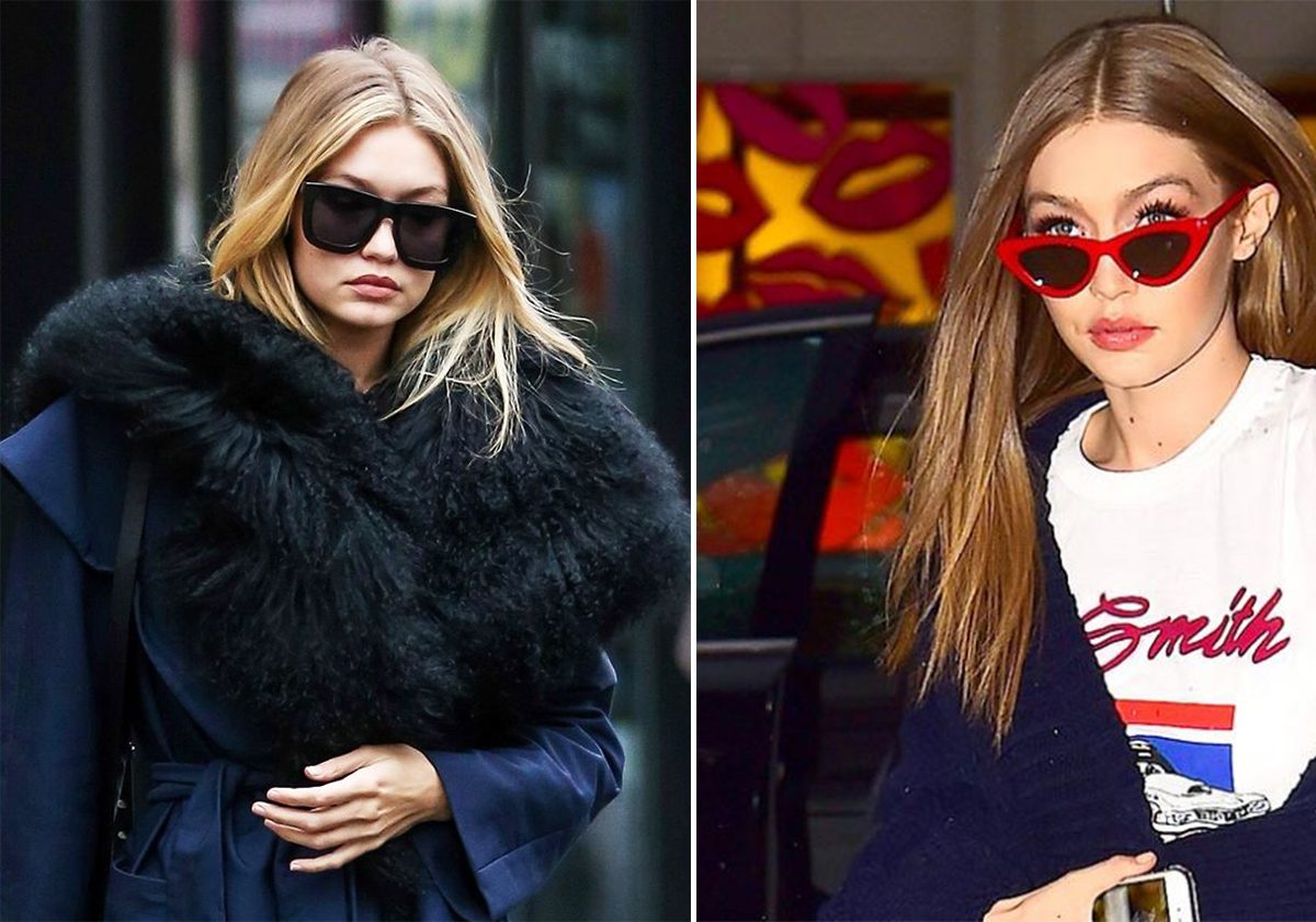 عدد كبير لنظارات جيجي حديد الشمسية التي تملكها