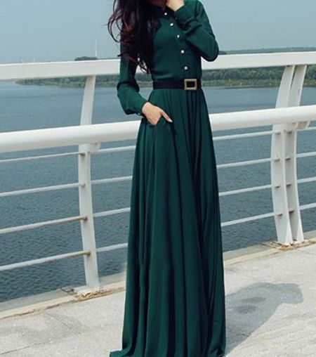 أجمل فساتين شيفون ناعمه باكمام طويله