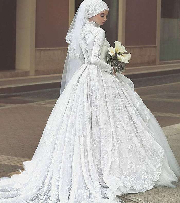 صور اجمل فستان عروس محجبةش