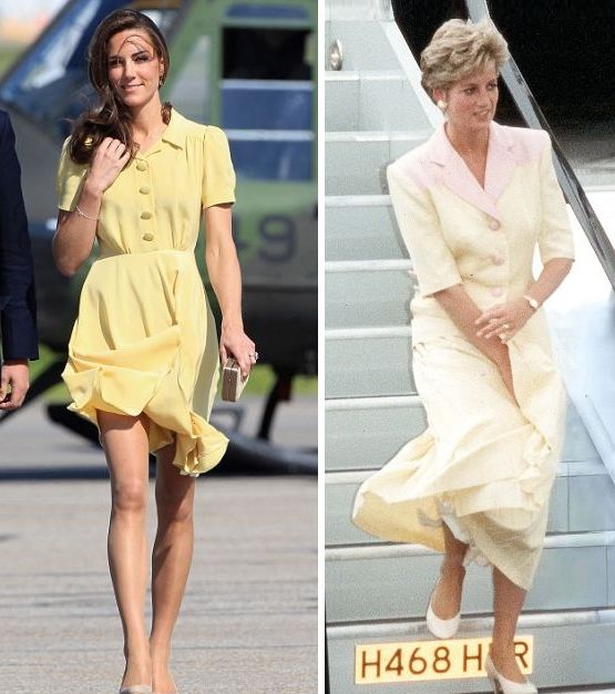 تطاير الفساتين يجمع أيضاً بين الأميرة كيت والأميرة دايانا