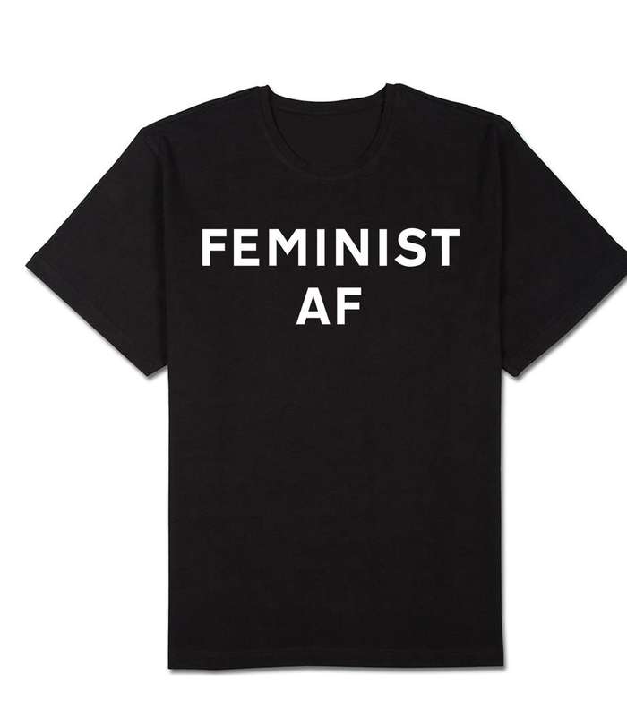 T Shirt مطبعة بشعار Feminist AF لصيف 2017