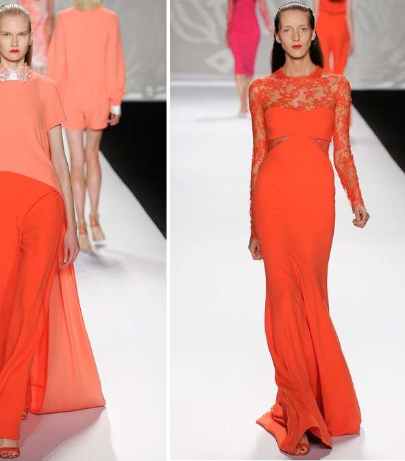 اللون البرتقالي يطغى على مجموعة Monique L'huiller لصيف 2014