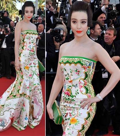 فان بينغ بينغ تتألق بفستان مطبع من كريستوفر بو في حفل كان 2012