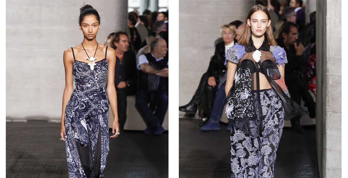 الفستان المطبع بالرباط الرفيع او التنورة المطبع مع القميص الشفاف