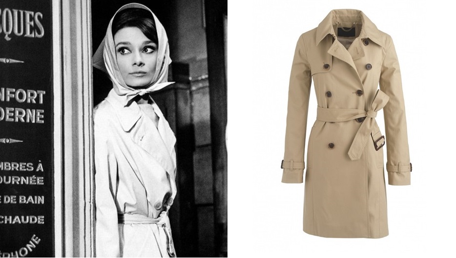 من أبرز صيحات أودري هابورن، معطف الـ Trench Coat