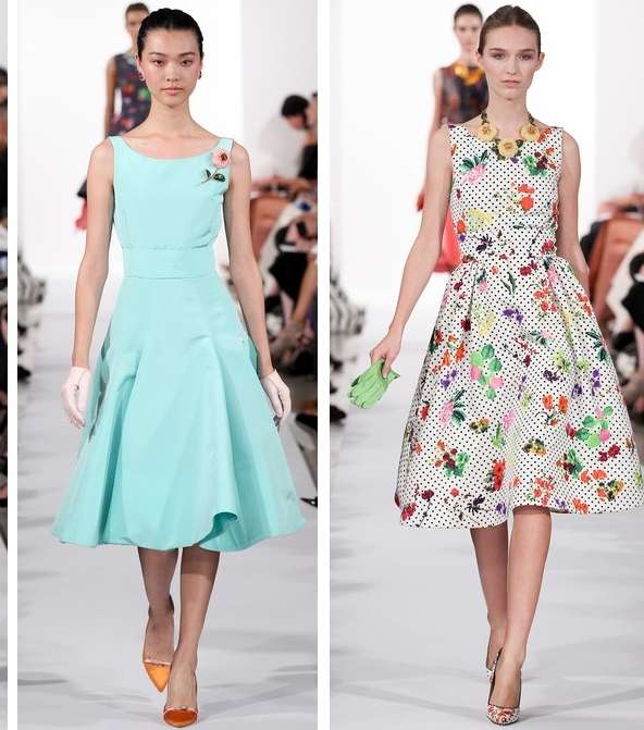 اختاري أجمل الفساتين المطبّعة أو بألوان الباستيل لصيف 2014 من أوسكار دي لا رانتا