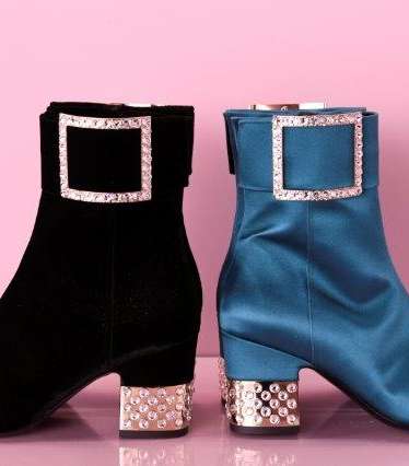 حذاء الكاحل مع الكعب الميتاليكي العريض من Roger Vivier لشتاء 2018