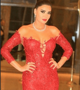 سيرين عبد النور بفستان أحمر أنيق من تصميم أنطوان قارح