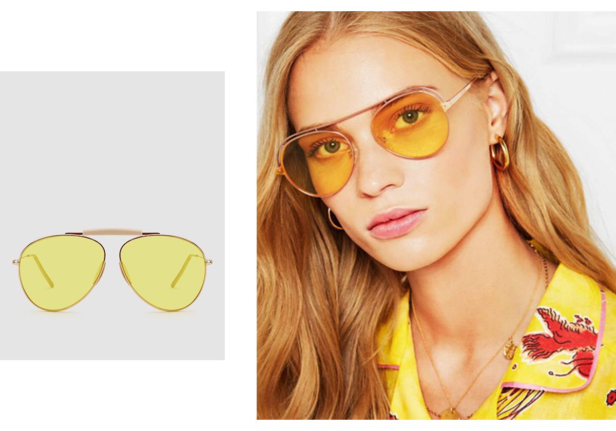 النظارات الشمسية باطار باللون الاصفر
