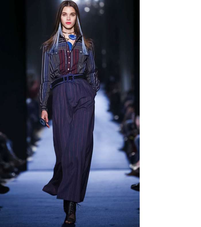 موضة الاقمشة المقلمة والسروال الواسع من Alexis Mabille لشتاء 2017