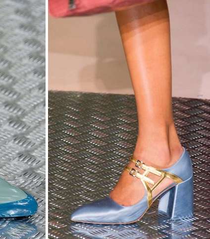 من صيحات الاحذية في شتاء 2016، الاحذية بالكعب العريض مع الرباطين على الكاحل