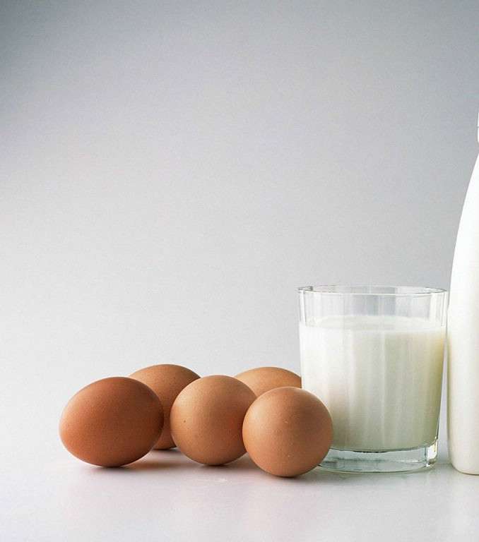 يعتبر الحليب والبيض ومشتقاتهما من الأطعمة الغنية بالفيتامين ب أيضاً.