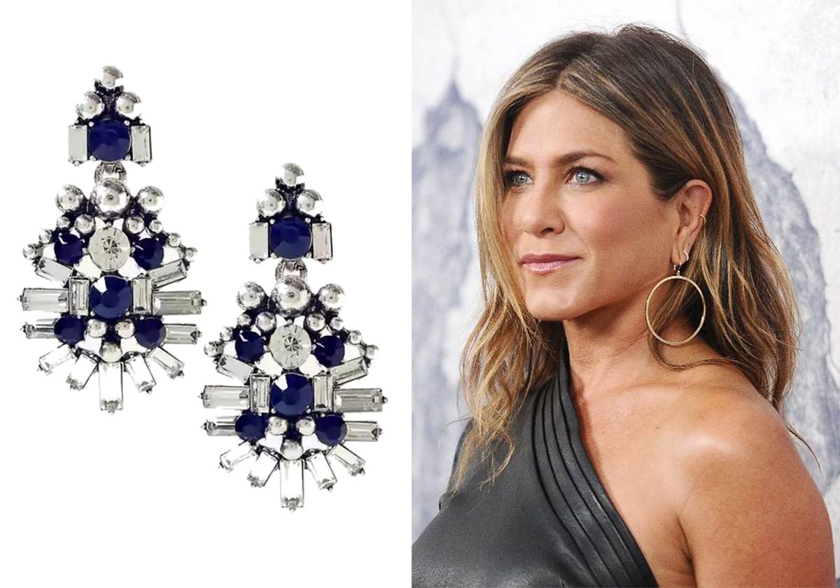 جنيفر اينستون والاقراط المتدلية الكريستالية