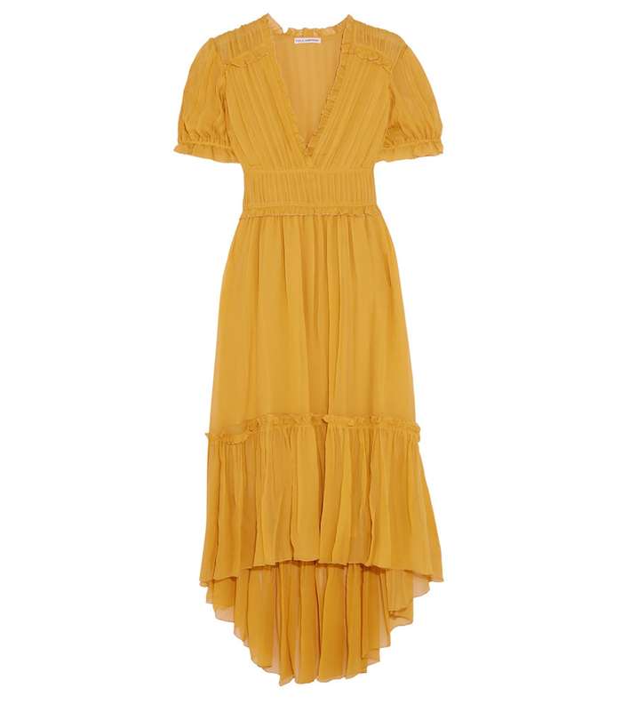 الفستان البوهيمي الماكسي باللون الاصفر الخردلي