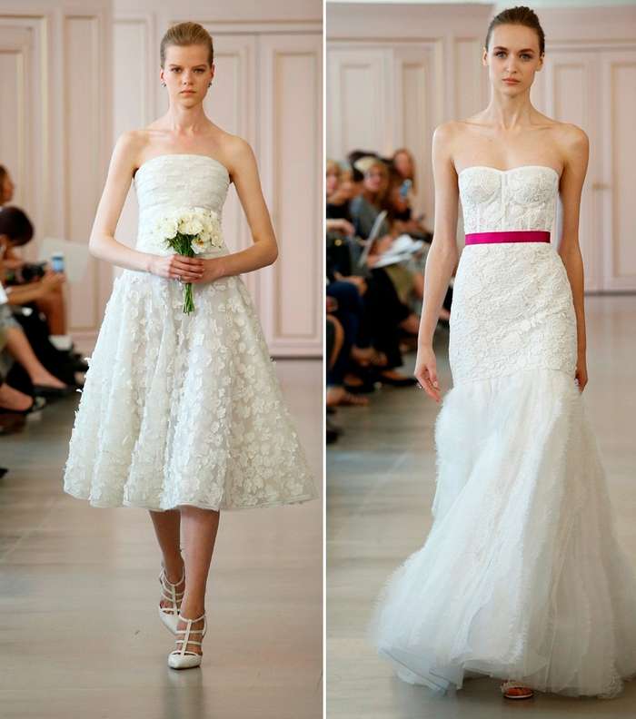 القصير والحزام الملوّن في فساتين زفاف Oscar de la Renta