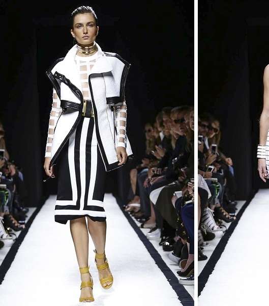 إطلالة روزي هانتيغتون خلال عرض أزياء Balmain في باريس