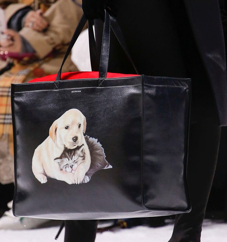 رسمة الكلب مطبعة على حقيبة الـ Tote وباسلوب مستطيل