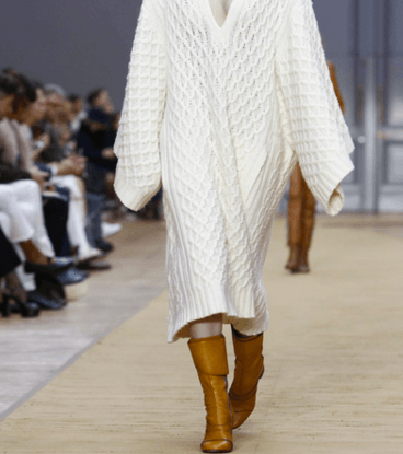 موضة الكنزة الفضفاضة والواسعة باسلوب الفستان من كلوي لشتاء 2017