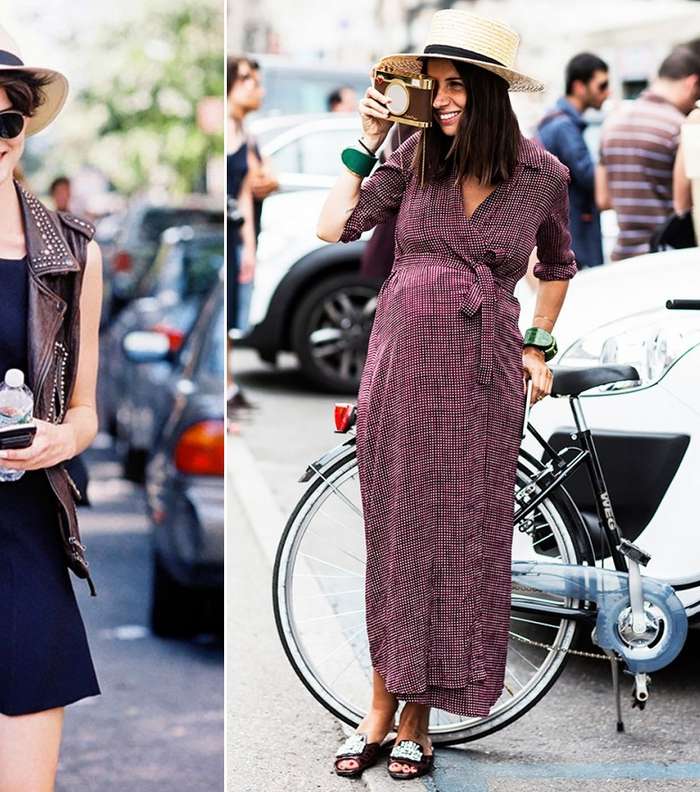 ارتدي القبعة مع السترة الجلدية والفساتين الماكسي