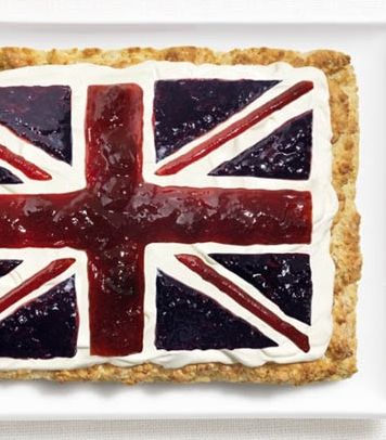 علم بريطانيا من الكعك المسطّح، الكريما وأنواع المربّى المختلفة