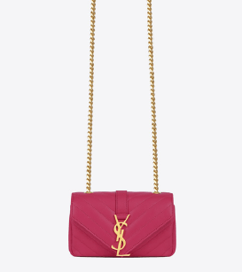 حقيبة Baby Chain Monogram بلون الفوشيا من توقيع سان لوران