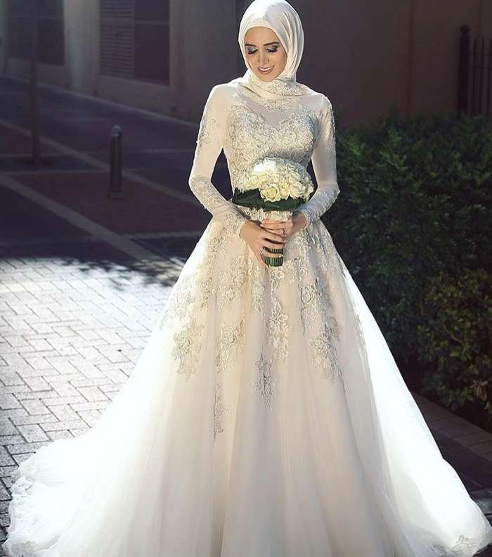 صور اجمل فستان عروس محجبة