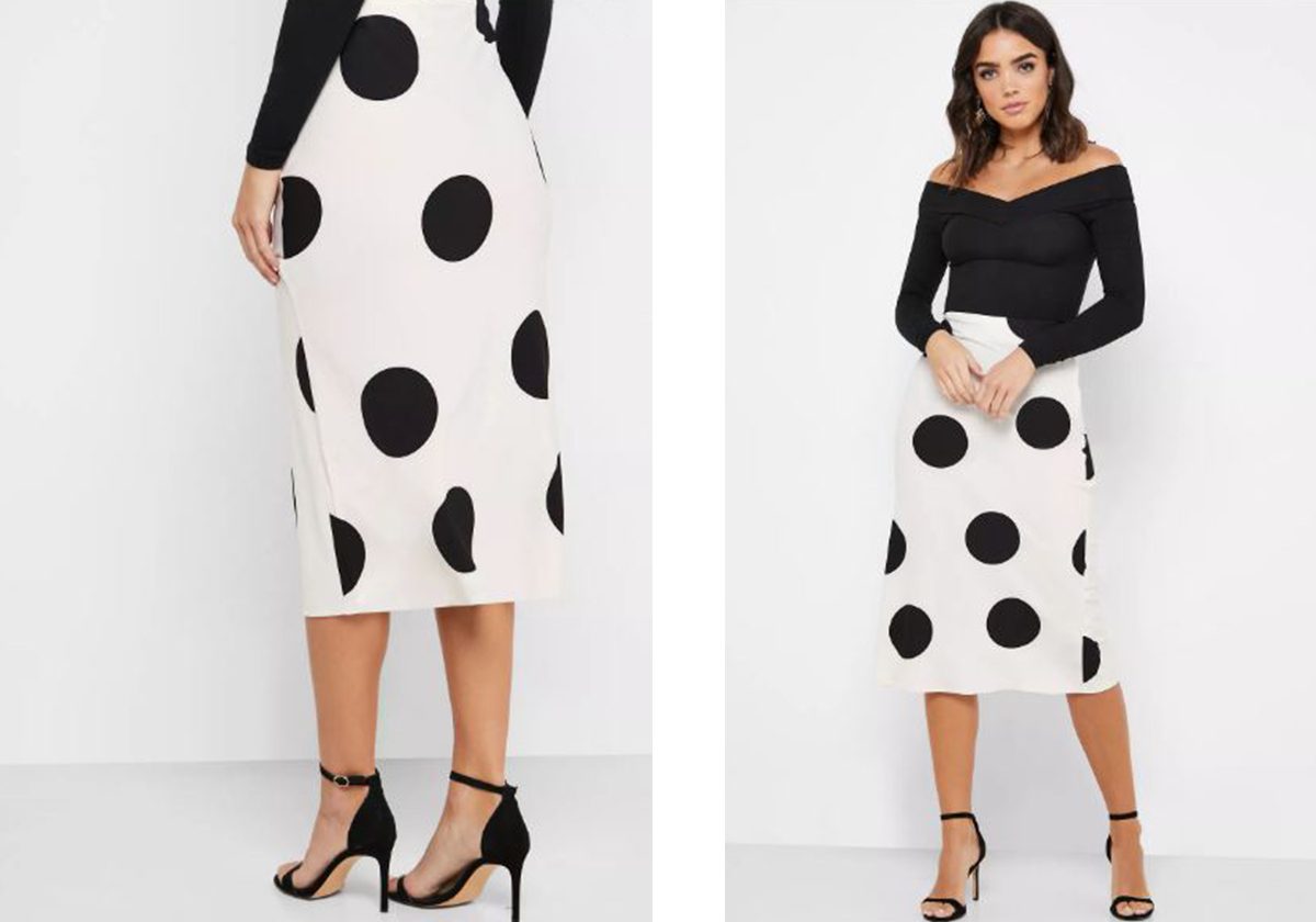 تنورة Dot Print Midi Skirt من DOROTHY PERKINS