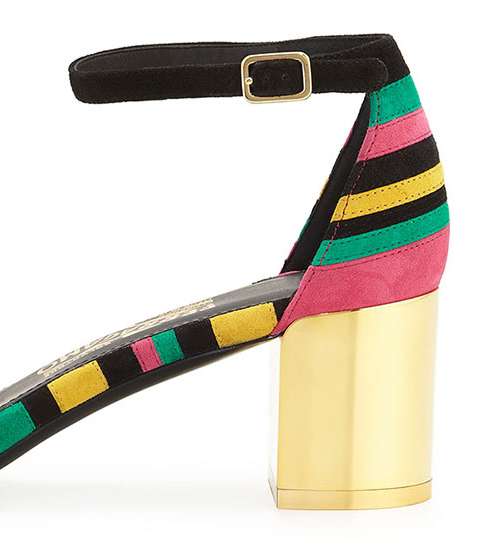 حذاء من سلفاتوري فيراغامو بموضة الـ Stripes وكعب الـ Block Heels من الاحذية التي نتوقع ان تسيطر على صيف 2016